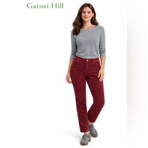 Garnet Hill Maroon Burgundy Corduroy Pants Organic Cotton 10 Petite